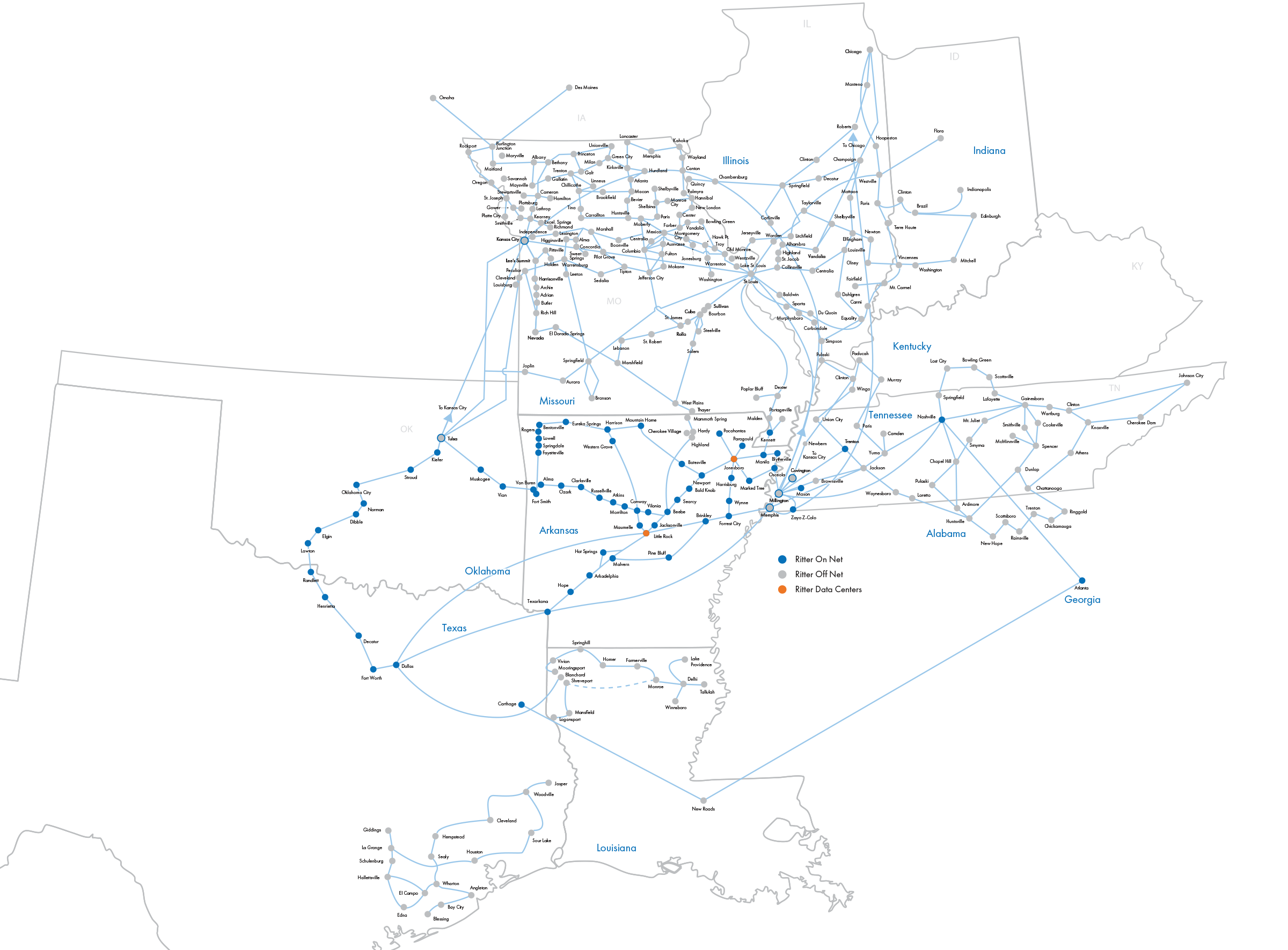 Ritter Communications On Net and Off Net Network Map